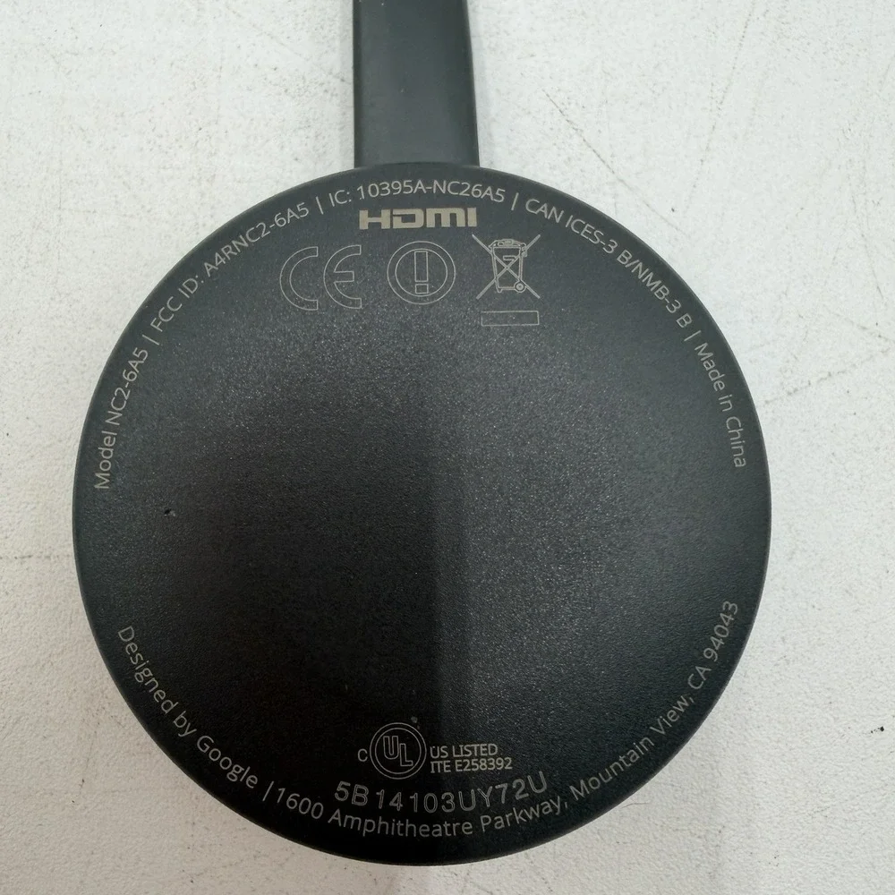 Google Chromecast Model NC2-6A5 HDMI Black 2nd Device Only